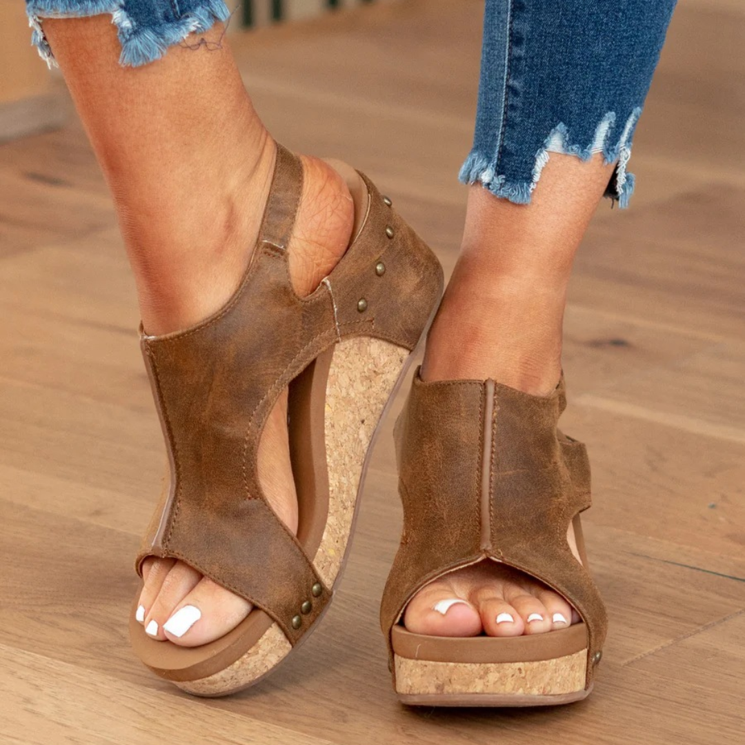 Momount Women Wedge Sandals Comfort Cork Platform Casual Summer Cushioned Support Lightweight Open Toe Slip On