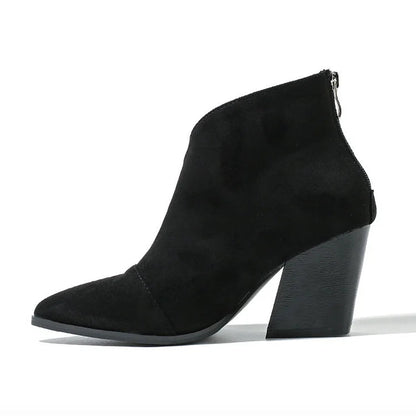 Isadora | Suede Block Heel Pointed Toe Ankle Boots