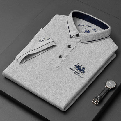 Momount Men Long Sleeve Polo Shirt – Embroidered Logo Premium Classic
