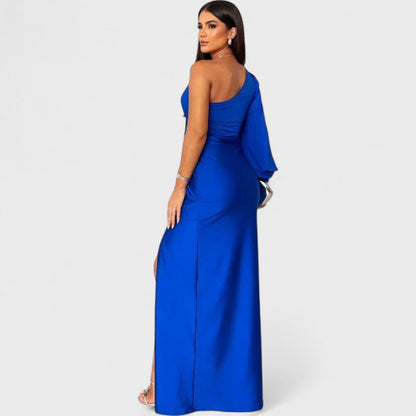 Momount Women’s Party Dress – One Shoulder High Slit Maxi Elegant