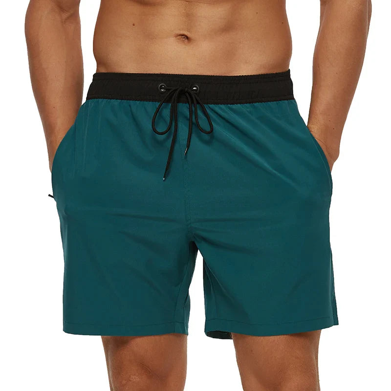 Momount Men Swim Shorts – Elastic Waist Mesh Liner Drawstring Pocket