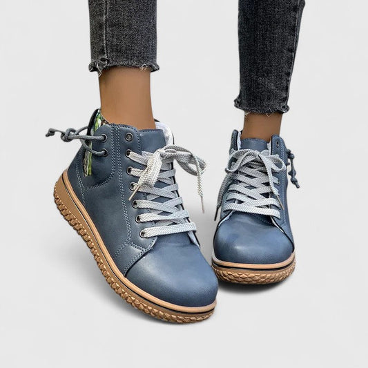Momount női magas szárú sneaker bakancs – bőr, fűzős, oldalcipzáras, kreptalpú