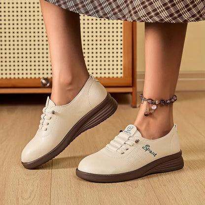 Momount női fűzős loafer – Bőr, kerek orrú flatform, kényelmes hétköznapi
