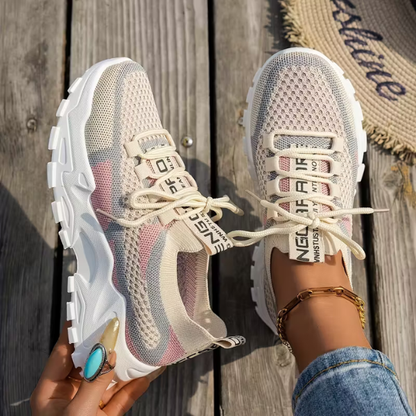 Momount női chunky sneaker – hálós, fűzős, platform talpú, color-block, dad-style