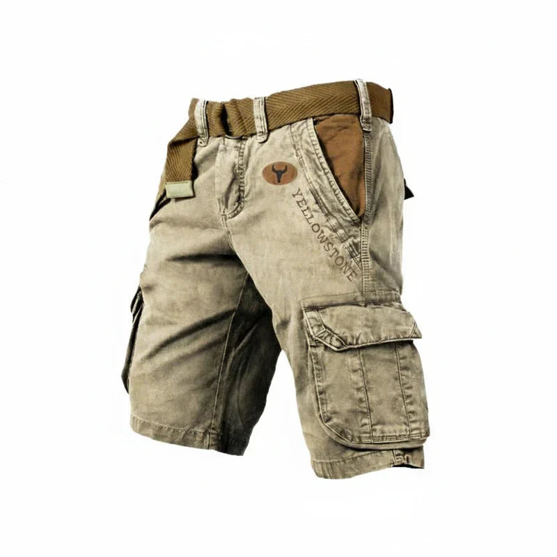 Momount Men Cargo Shorts – Washed Cotton Belted Knee Length Outdoor