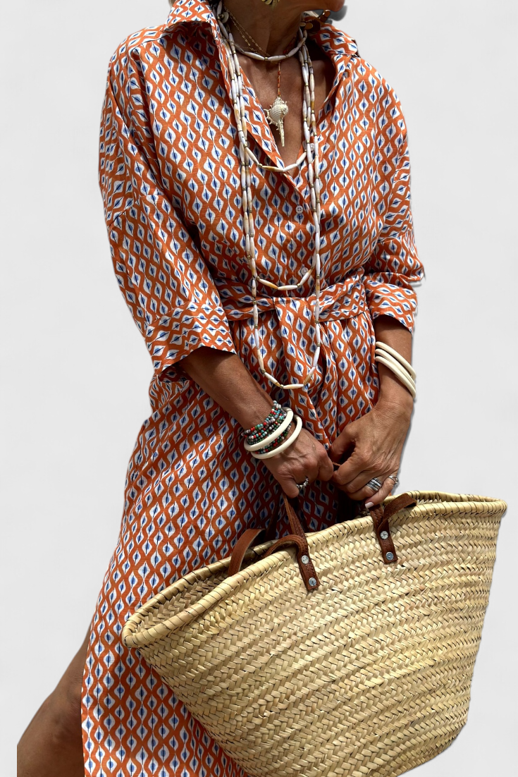 Momount Women’s Shirt Midi Dress – Striped Long Sleeve Casual Summer Beach Dress