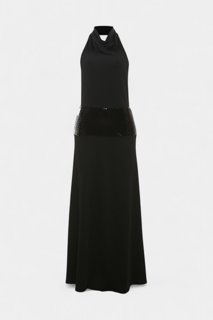 Momount Women’s Summer Maxi Dress – Sleeveless Halter Neck Draped Elegant Party Dress