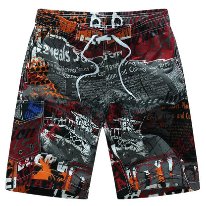 Momount Men Swim Shorts – Geometric Print Drawstring Knee Length Surf