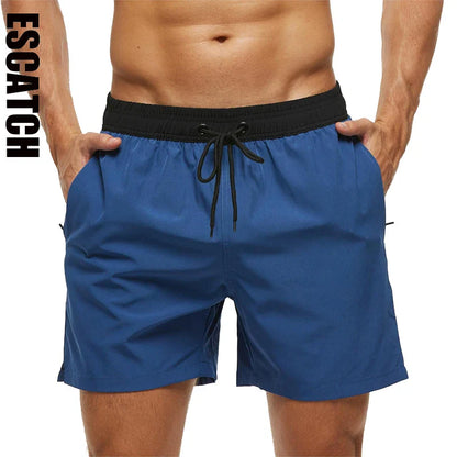Momount Men Swim Shorts – Elastic Waist Mesh Liner Drawstring Pocket