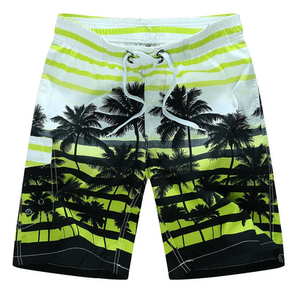 Momount Men Swim Shorts – Geometric Print Drawstring Knee Length Surf