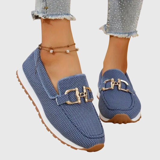 Momount női kötött loafer – hálós, arany zablacsatos, platform talpú, kényelmes belebújós