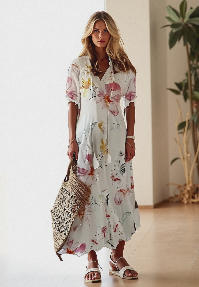 Isadora | Boho Floral Button Down Summer Maxi Dress