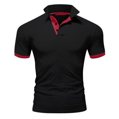 Momount Men Polo Shirt – Stand Collar Contrast Trim Slim Fit