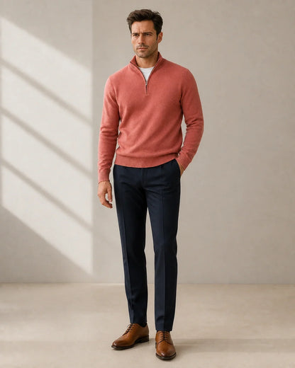 momount men quarter zip sweater pink 02 silhouette
