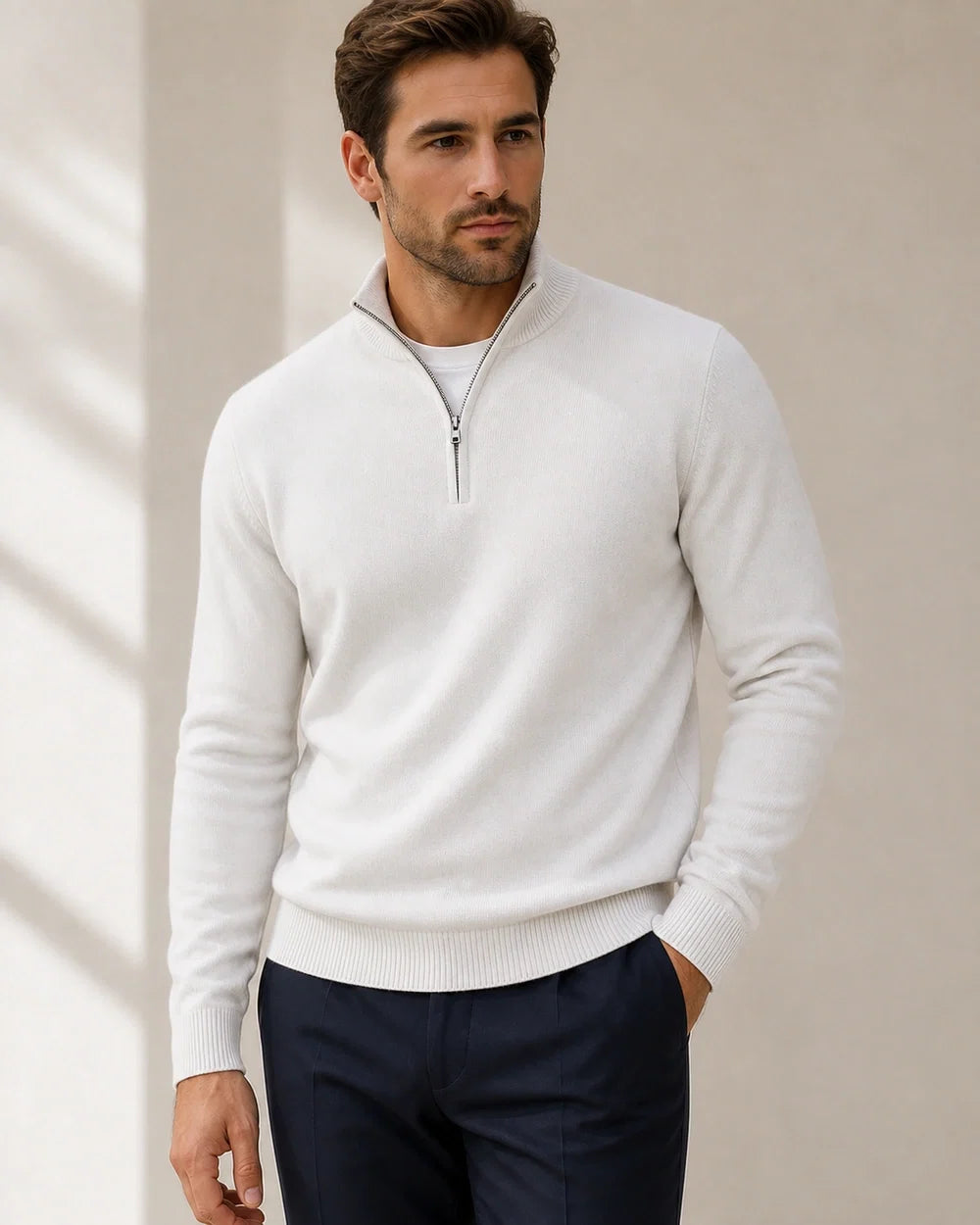 momount men quarter zip sweater white 09 hero