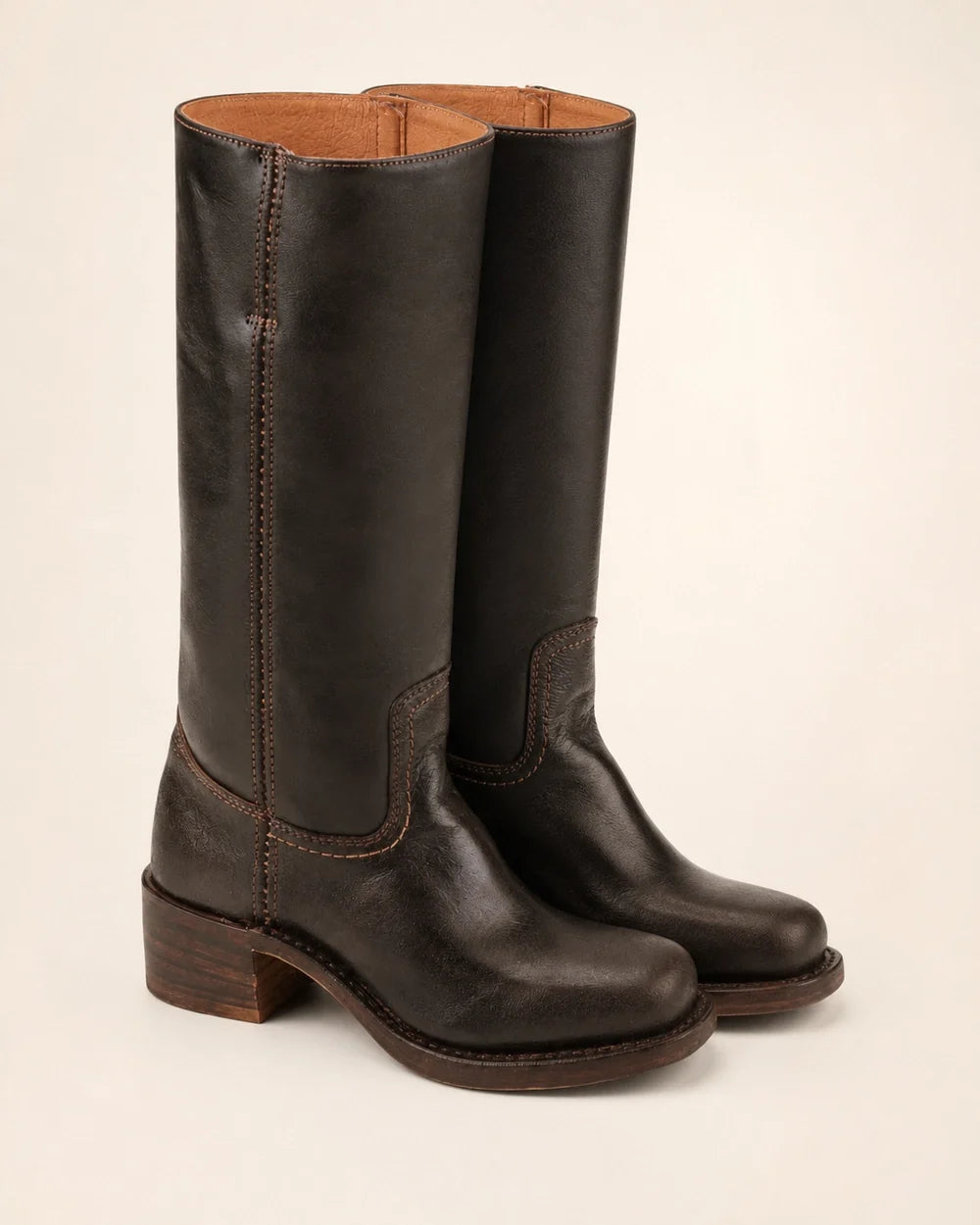 Dark Brown round-toe knee-high boots, variant