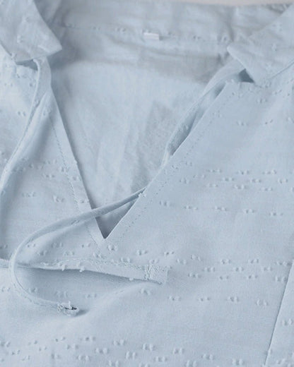 Persephone | Beach Cotton V Neck Hooded Tunic Dress