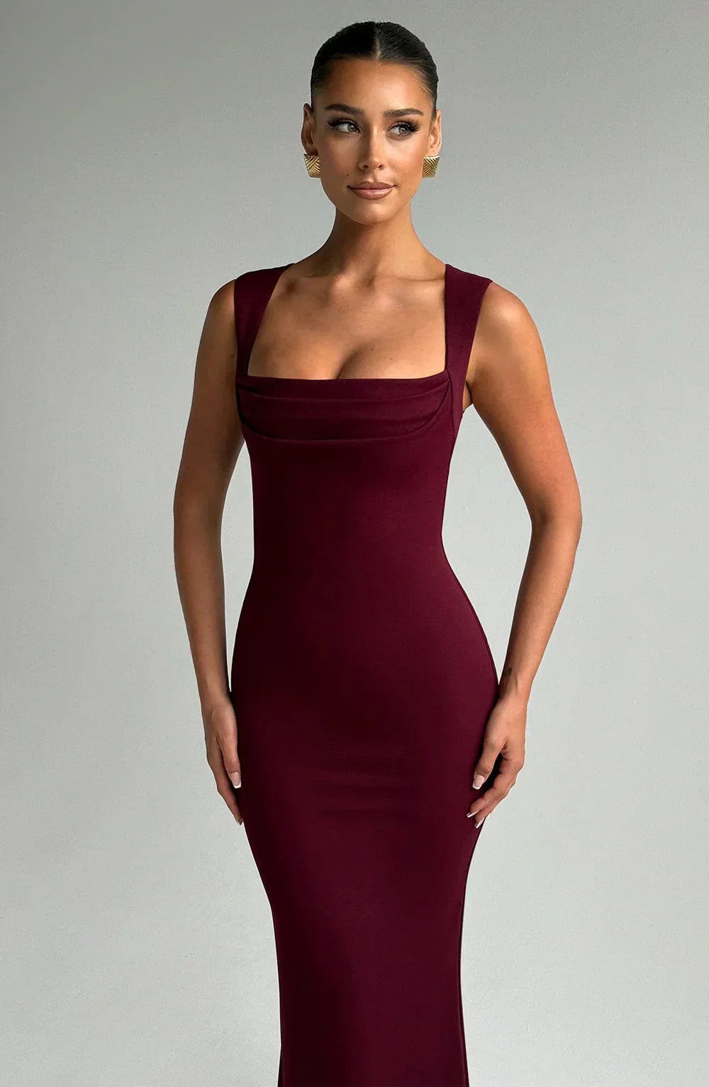 Allegra | Elegant Satin Halter Neck Backless Evening Maxi Dress