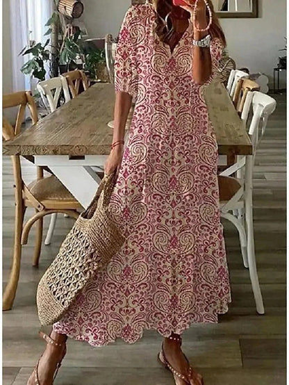 Isadora | Boho Floral Button Down Summer Maxi Dress